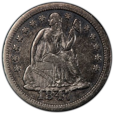 1847 Liberty Seated Dime 10C PCGS VF35, S.S. Central America - Obverse