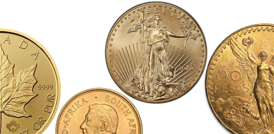 Gold Bullion Rounds and Coins - Quarter ounce gold coins, half ounce gold coins, one ounce Gold Coins and gold rounds, Au, Oro at Palos Verdes Coin Exchange