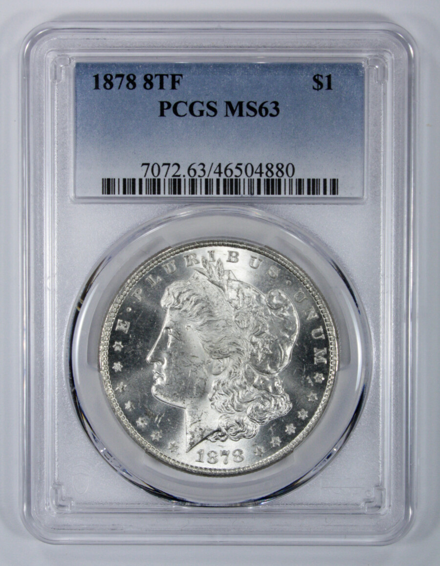 1878 8TF Morgan Silver Dollar $1 PCGS MS63 - Obverse