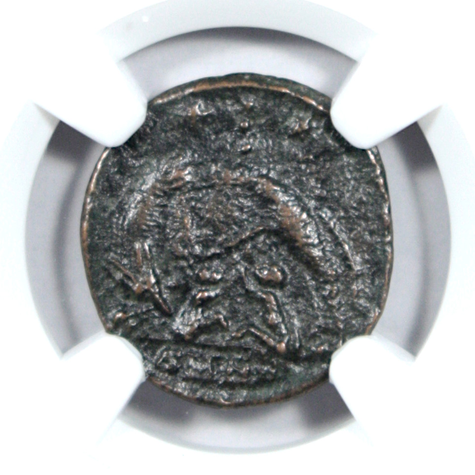 Roman Empire AD 330-340 Constantian AE3/4 BI Nummus, She-Wolf & Twins, NGC, Obverse enlarged 2