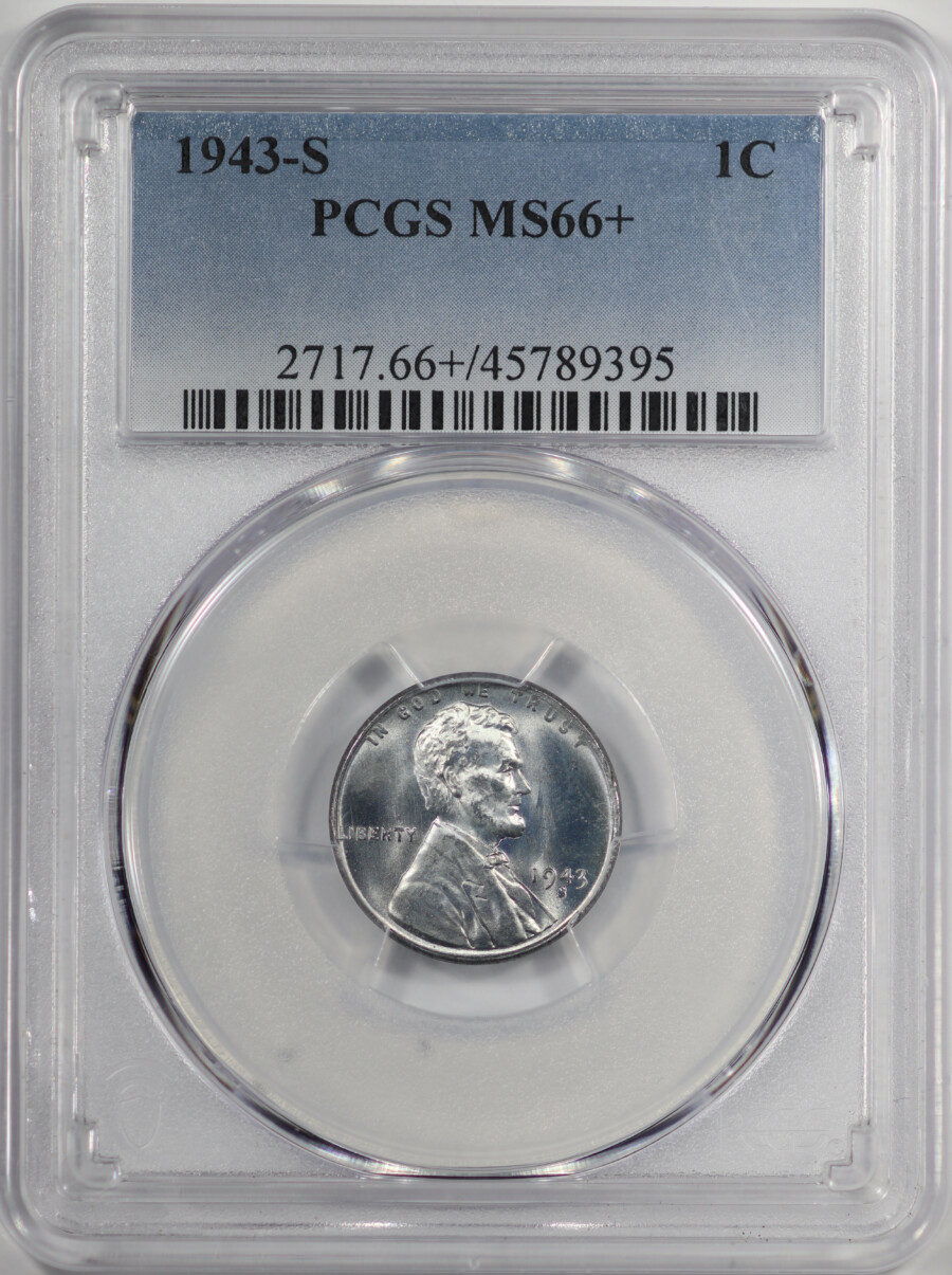 1943-S Lincoln Wheat Cent, PCGS MS66+, Obverse
