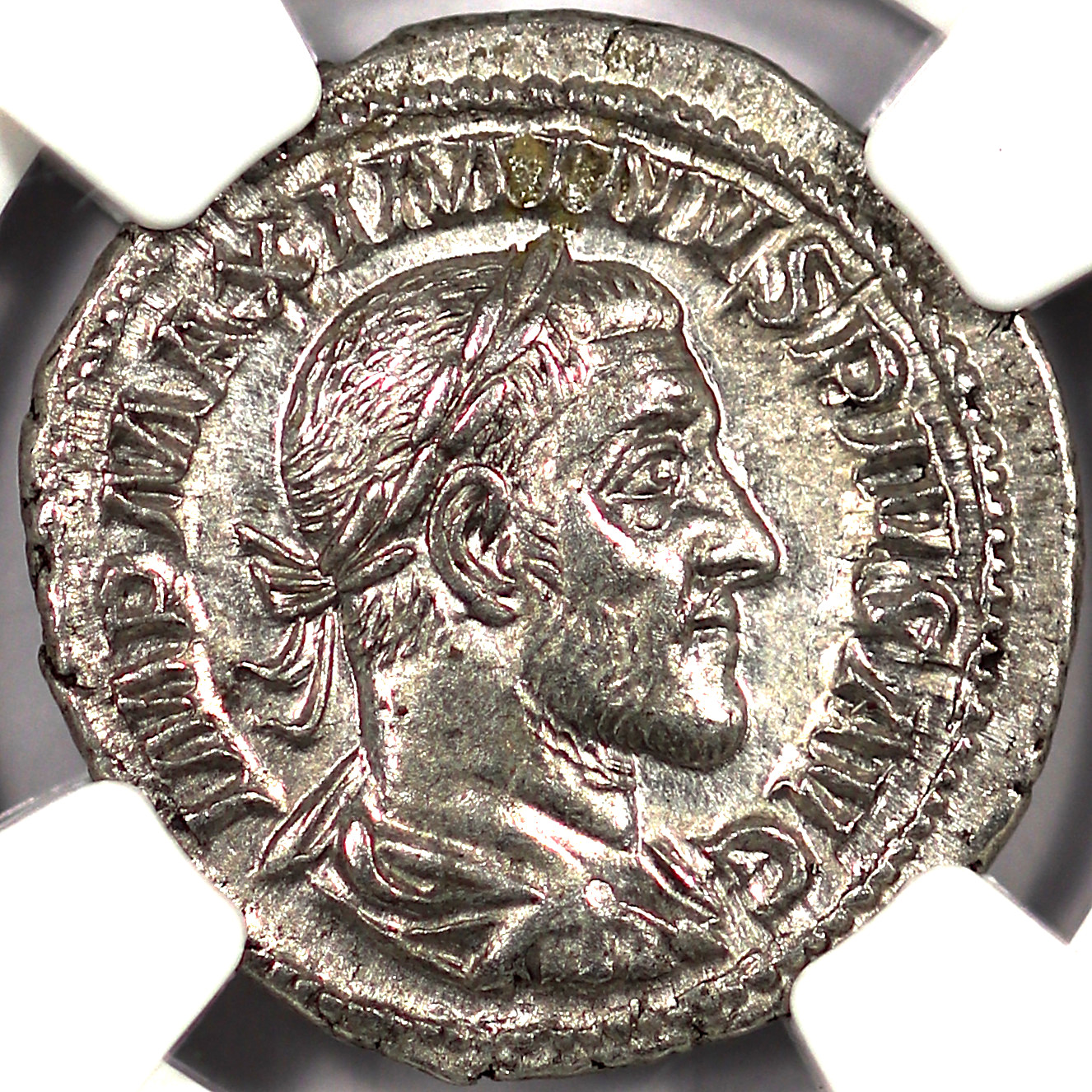 AD 235-238 Roman Empire Maximinus I AR Denarius NGC AU - Obverse