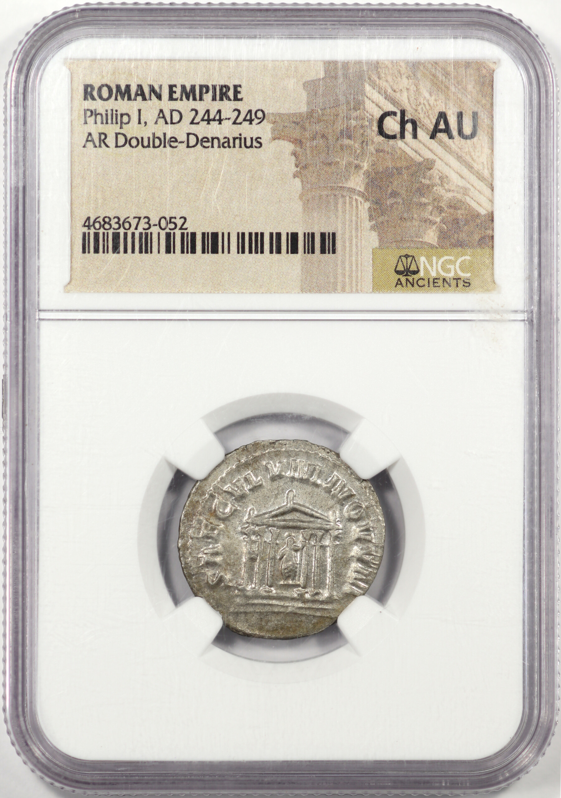 AD 244-249 Roman Empire Philip I AR Double Denarius, NGC Ch AU, Reverse