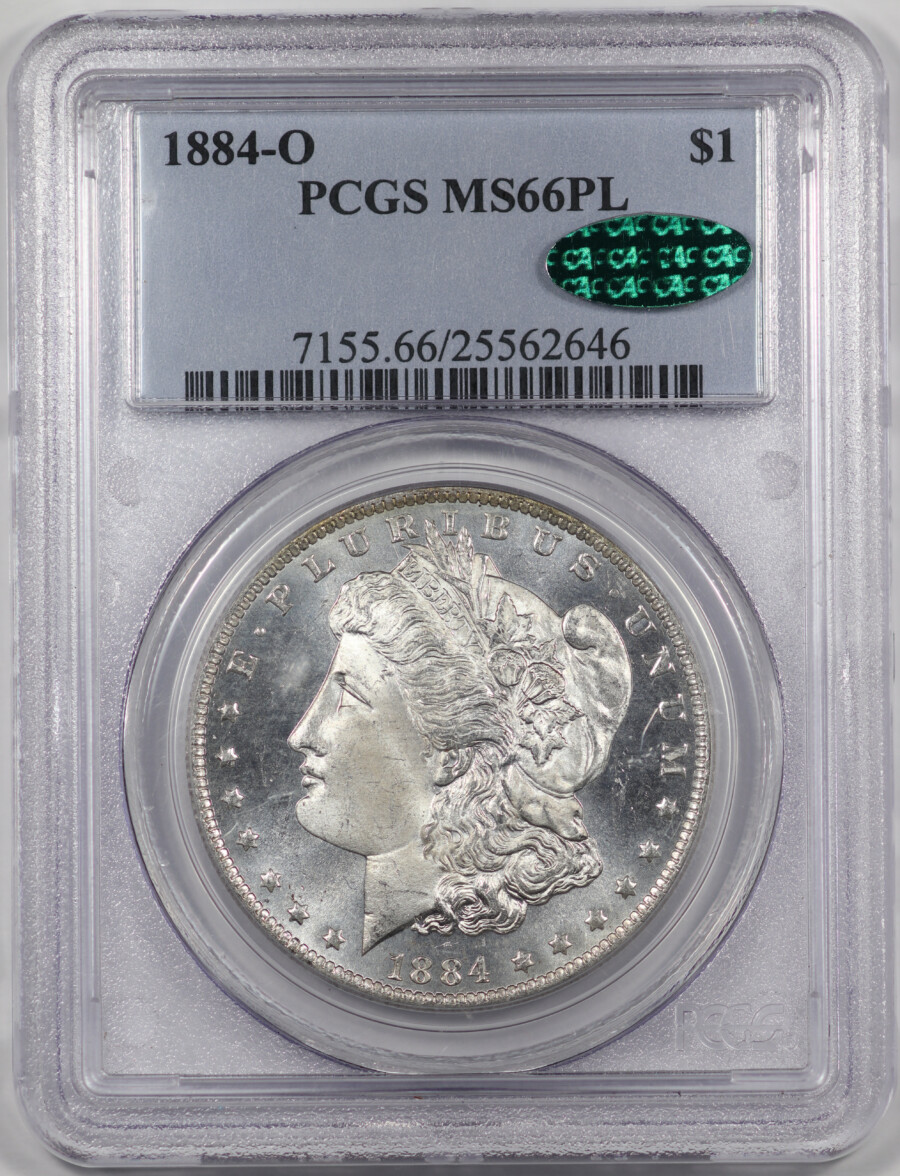 1884-O Morgan Silver Dollar, PCGS MS66PL, CAC - Obverse Slab