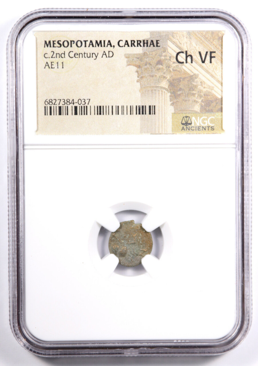 c. 2nd C AD Mesopotamia, Carrhae AE Crab, NGC Ch VF, Obverse Slab - offered by Palos Verdes Coin Exchange