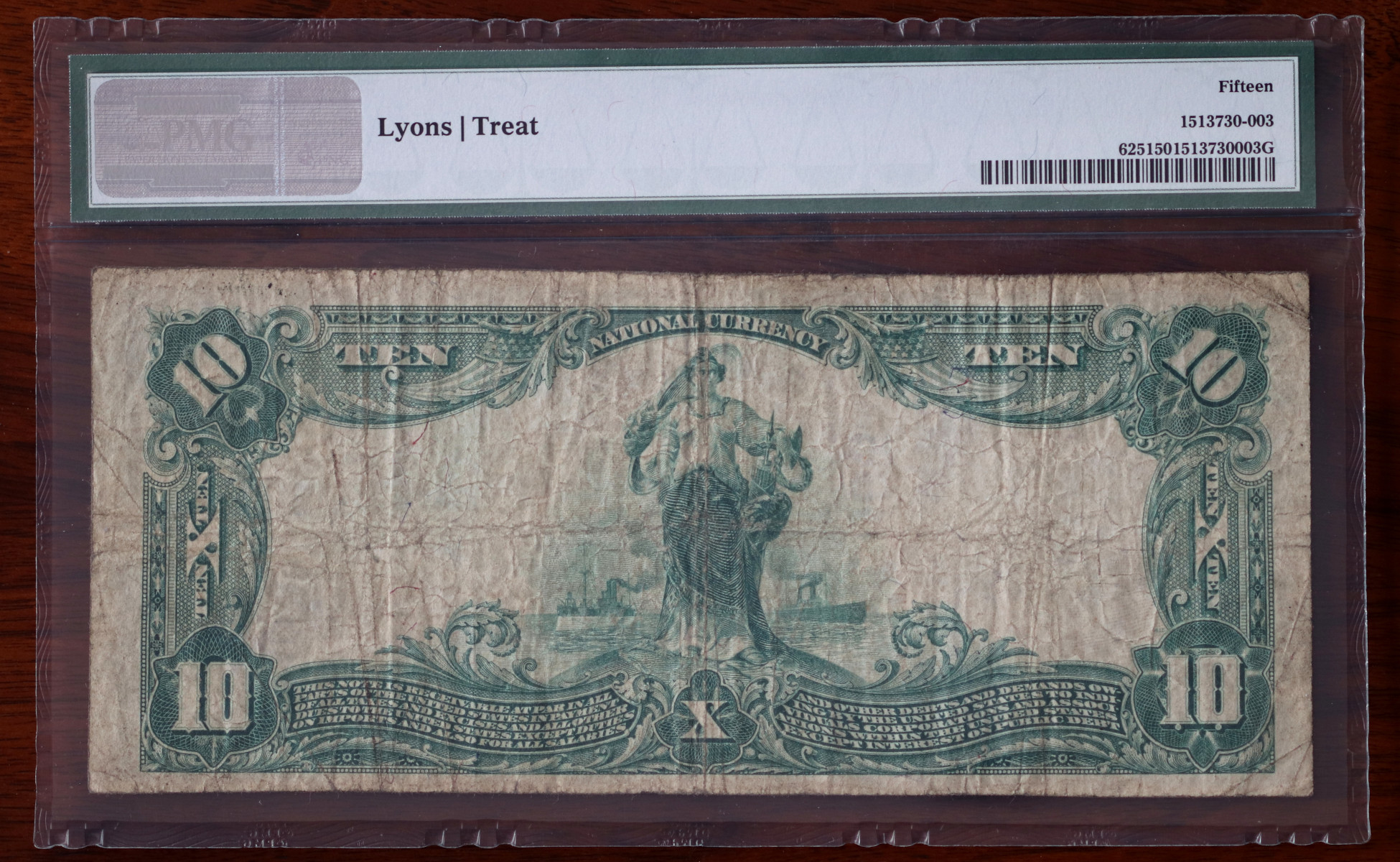 A $10 National Bank Note, Compton, certified PMG Choice Fine 15, from The South Bay Collection of Rare National Bank Notes, offered by Palos Verdes Coin Exchange