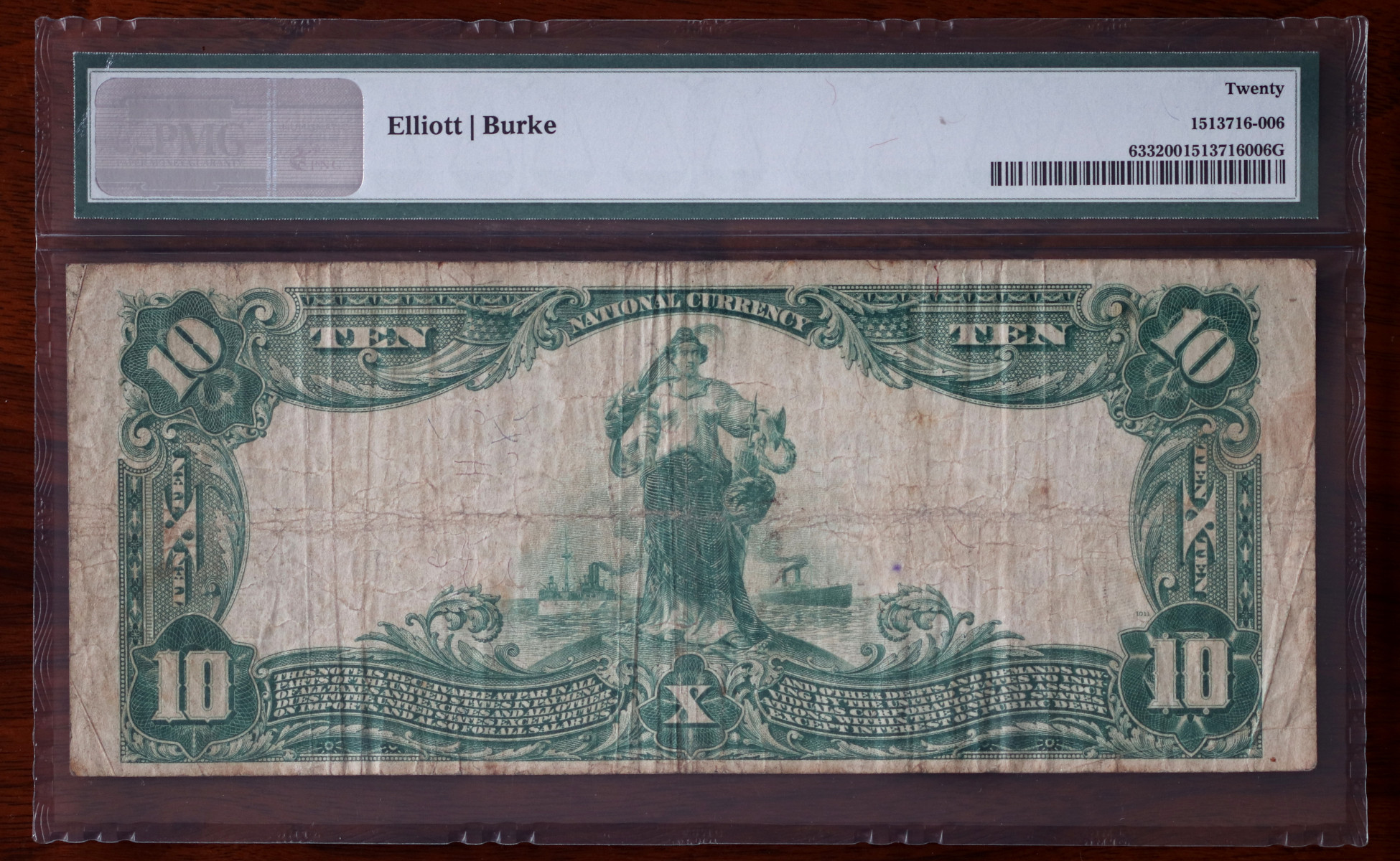 A $10 National Bank Note, Long Beach, certified PMG Very Fine 20, from The South Bay Collection of Rare National Bank Notes, offered by Palos Verdes Coin Exchange