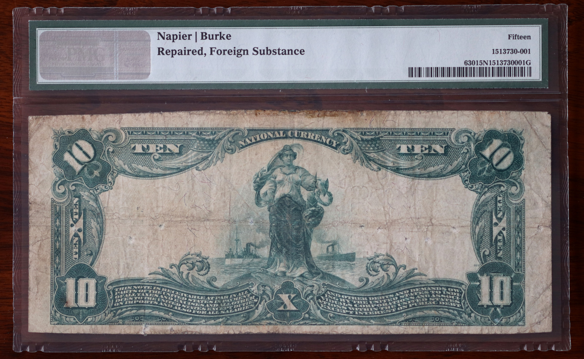 A $10 National Bank Note, Torrance, certified PMG Net Choice Fine 15, from The South Bay Collection of Rare National Bank Notes, offered by Palos Verdes Coin Exchange