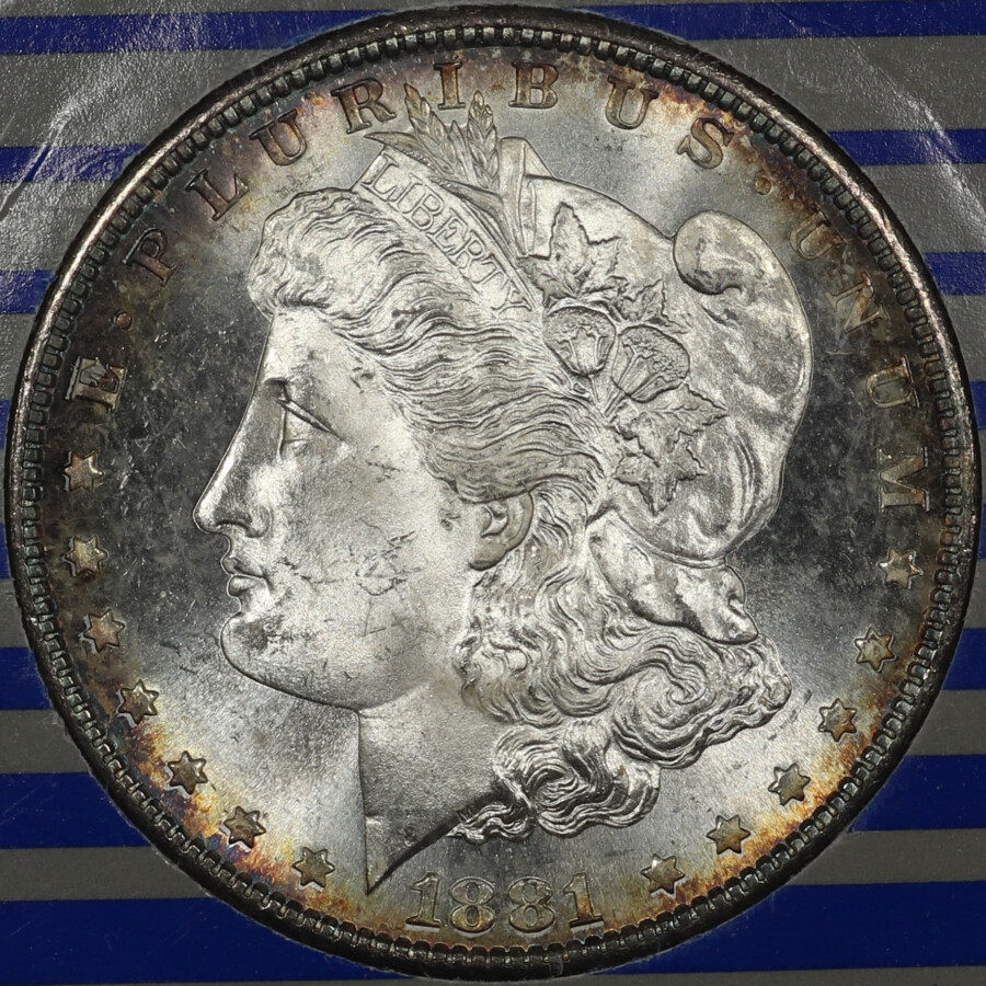 1881 S Morgan Silver Dollar, NNCS MS 64, Obverse
